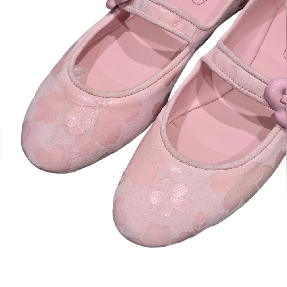 Larroudé Verona Mary Jane Ballet Flats - Sakura Pink Floral Jacquard 8 New​ - Picture 8 of 12